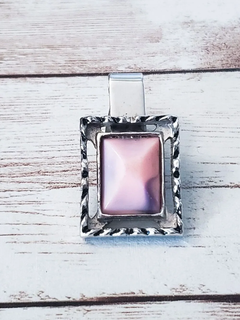 Vintage Tie Clip - Silver Tone with Pink Stone